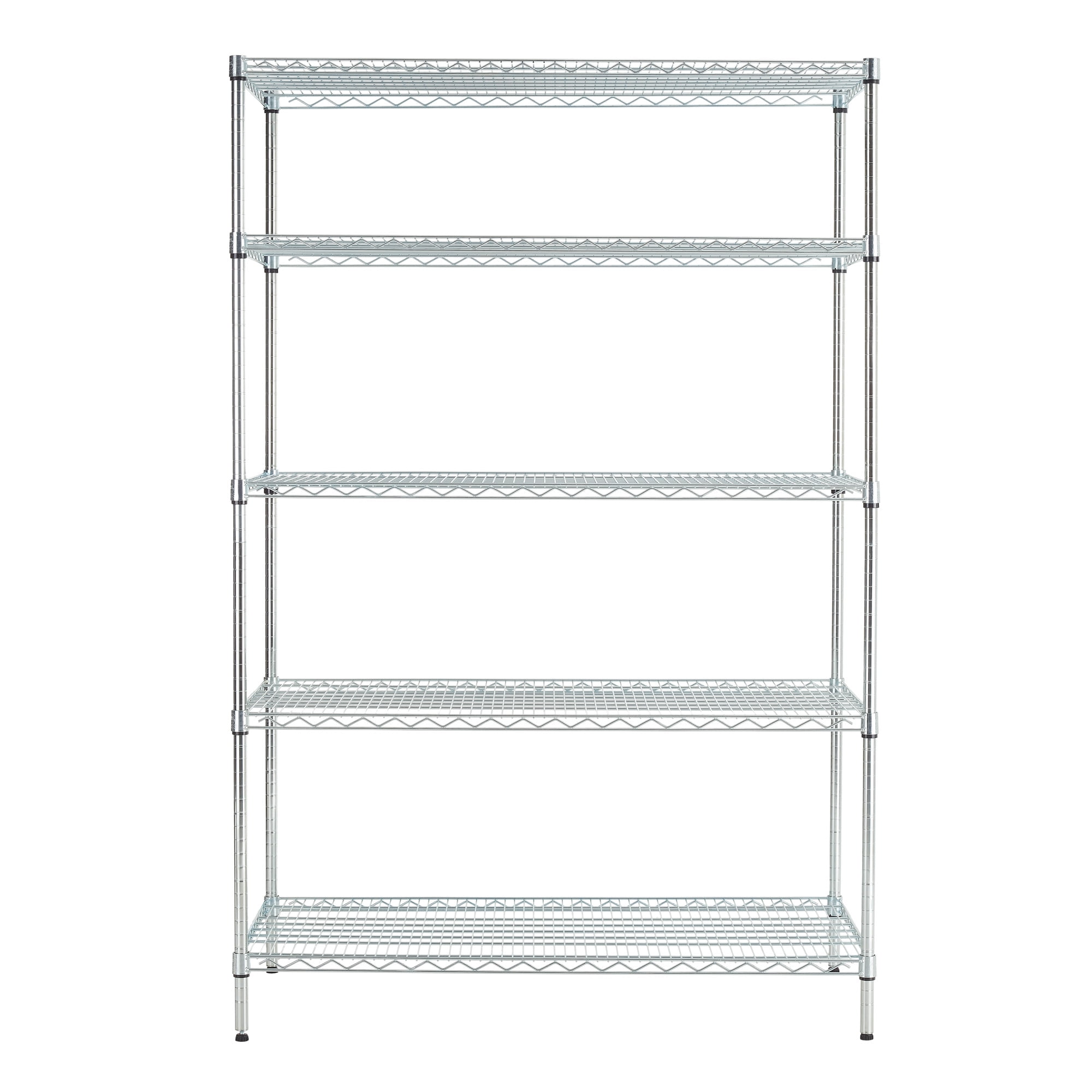 Hyper Tough Chrome Wire Shelf 5-Tier Heavy Duty 72"H x 48"W x 24"D, 4000lb Total Capacity