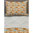 thumbnail image 3 of Leaves Comforter & Sham Bedding Set, Modern Floral Elements with Design Romantic Blossoms Petals, 3 pcs Duvet Set Microfiber Filling Quilt, 5 Sizes, Orange Blue and Beige, by Ambesonne, 3 of 4