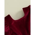 thumbnail image 6 of Bslissey Toddler Baby Girls Velvet Patchwork Dress Solid Color Long Puff Sleeve Puffy Tulle A-line Dress Infant Smocked Casual Princess Dress for Daily Party 9M-4T, 6 of 9