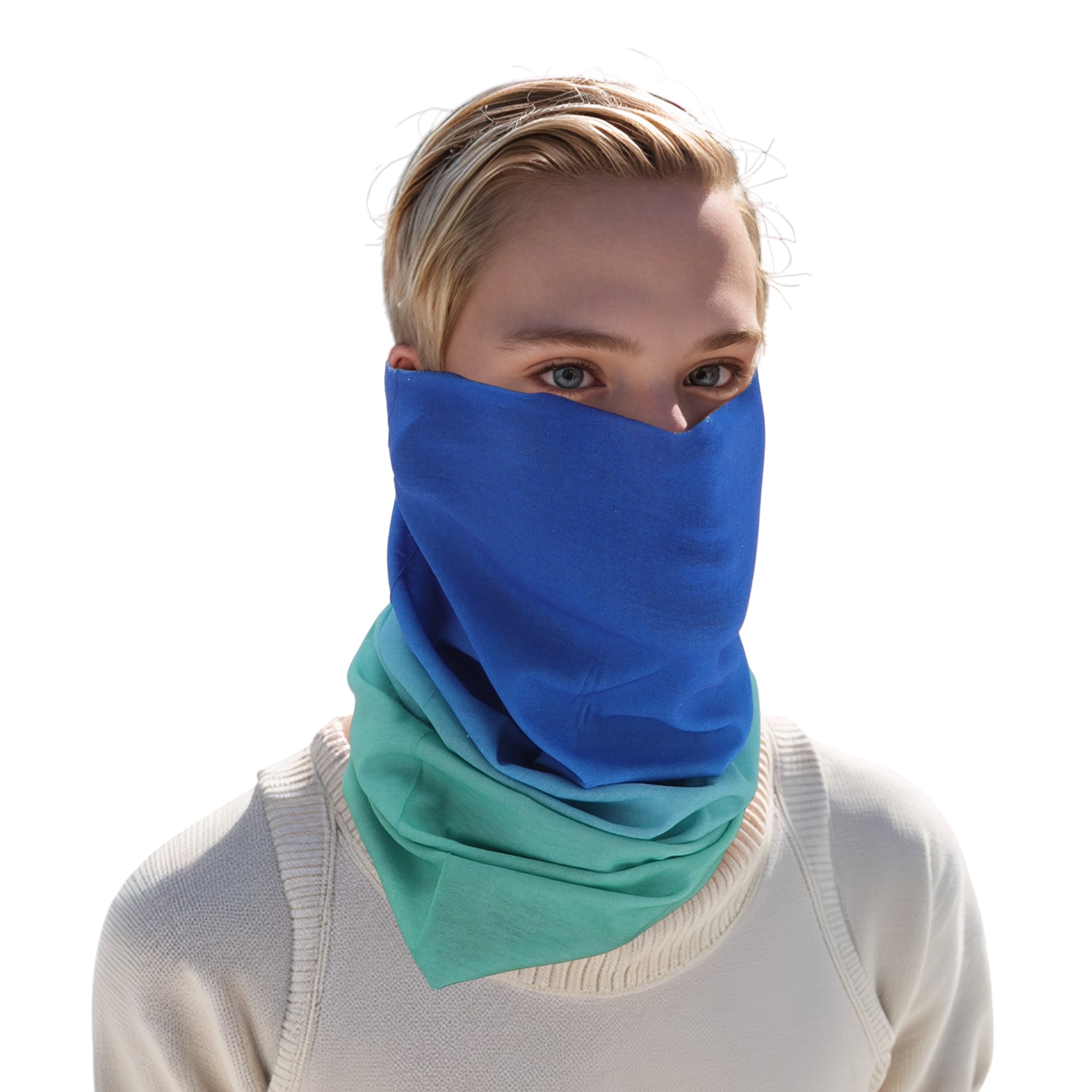 Unique Bargains Cooling Face Scarf Mask 1 Pc Green, Blue