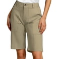 thumbnail image 2 of Women's Bermuda Shorts Lightweight Hiking for Running Athletic Camping Travel Golf High Waisted Knee Length with Pockets Khaki 2XL, 2 of 6
