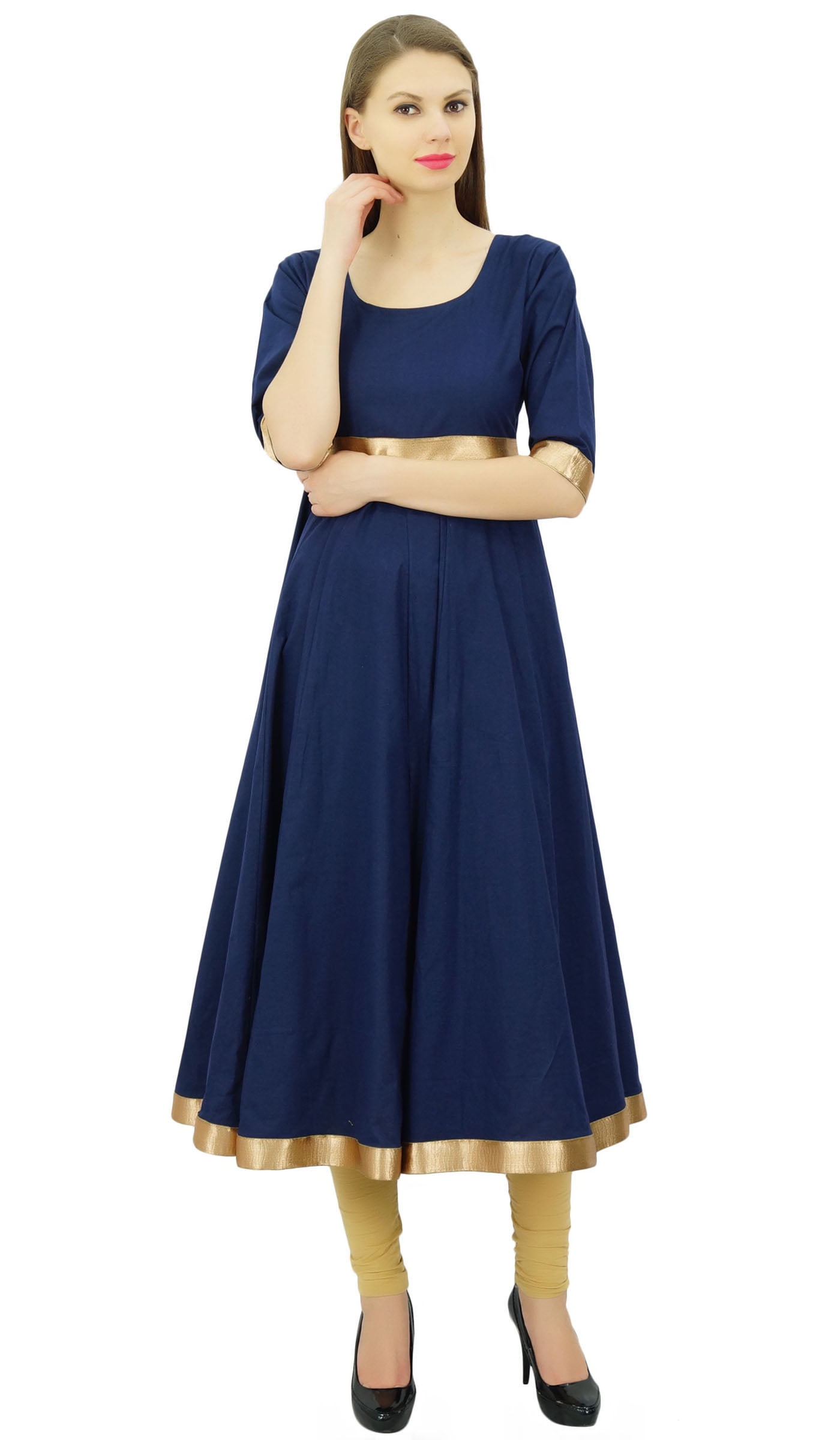 Bimba Anarkali Kurti Lange Mouwen Uitlopende Etnische Designer Jurk Voor Dames Feestkleding Kurti