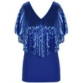 thumbnail image 2 of PrettyGuide Women's Tunic Tops Sequin Overlay Cold Shoulder Glitter Cocktail Party Blouse Top, X-Large, 2 of 5