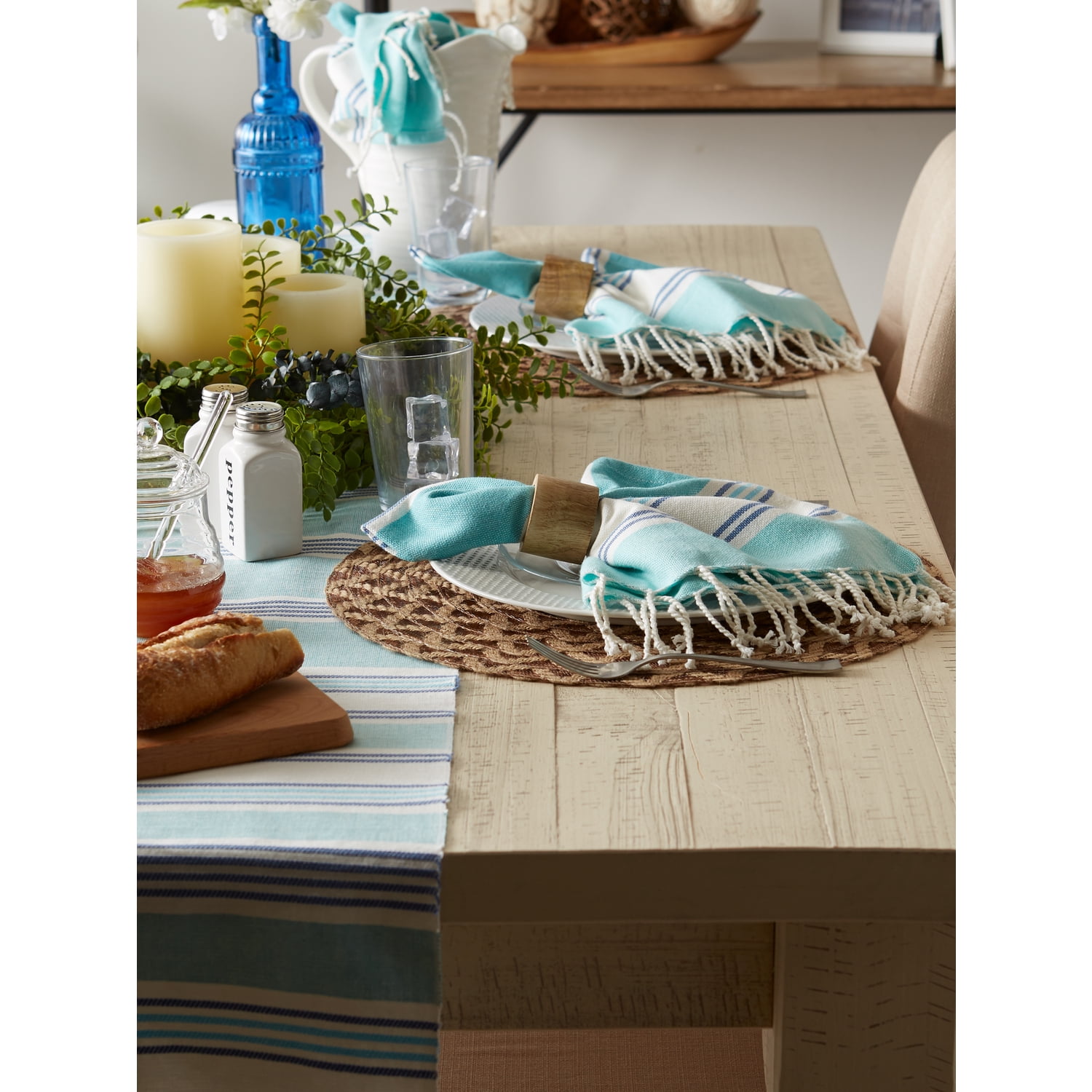 Contemporary Home Living Woven Round Dining Table Placemats - 15" - Brown and Tan