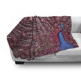 thumbnail image 3 of Peacock Soft Flannel Fleece Throw Blanket, Male Displays His Plumage Majestic Surreal Wildlife Themertwork, Cozy Plush for Indoor and Outdoor Use, 50" x 60", Burgundy Blue, by Ambesonne, 3 of 6