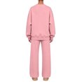 thumbnail image 5 of Women's 2 Piece Lounge Set Crewneck Sweatshirt and Wide Leg Pants Relaxed Casual Fall Fleece Travel Matching Set, 5 of 8