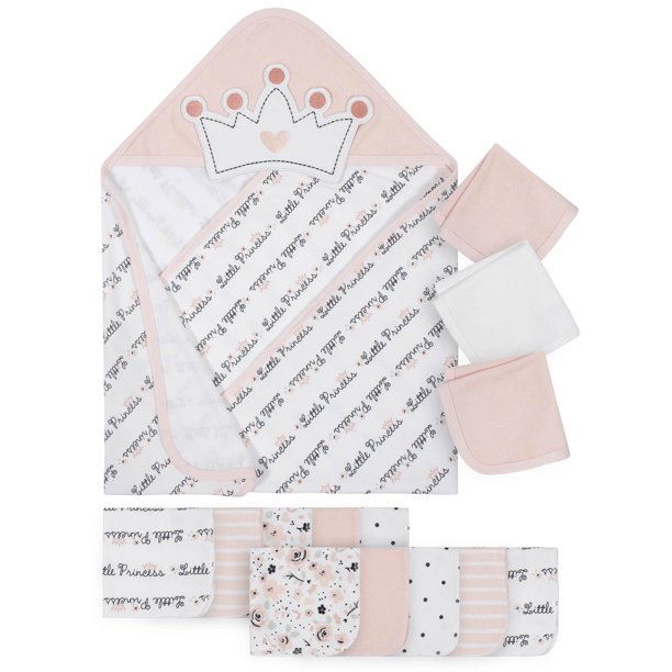 Gerber Baby Girl Hooded Towel & Washcloth Set, 14Pack