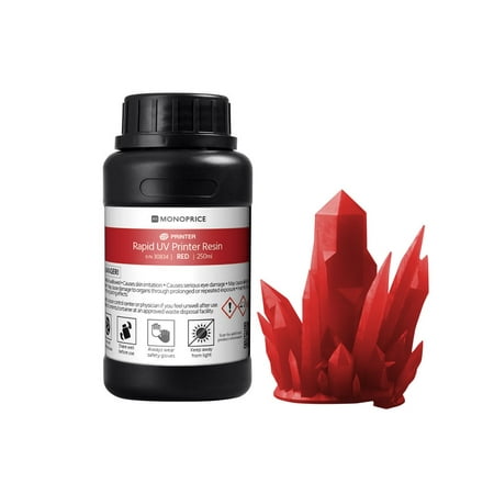Monoprice Rapid UV 3D Printer Resin 250ml - Red | Compatible With All UV Resin Printers DLP, Laser, or