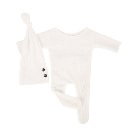 

EUBUY 2pcs Newborn Hat Long Tail Jump Suit Baby Hat Long Tail Jump Suit Photography Props Suit Baby Soft Comfortable Knitting Jump Suit Hat Long Tail Suit White