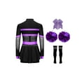 thumbnail image 2 of Aislor Kids Girls Cheer Leader Costume Halloween Cheerleading Uniform Dress with Pom Poms Stocking Hair Tie Purple A 6, 2 of 7