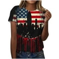 thumbnail image 5 of Cavosen American Flag Tops for Women Plus Size 4th of July Short Sleeve Round Neck Shirts USA Star Striped Print Shirts Lady 4X Red White and Blue Casual Tops Patriotic Tunic Tees Patriotic Blouses, 5 of 5