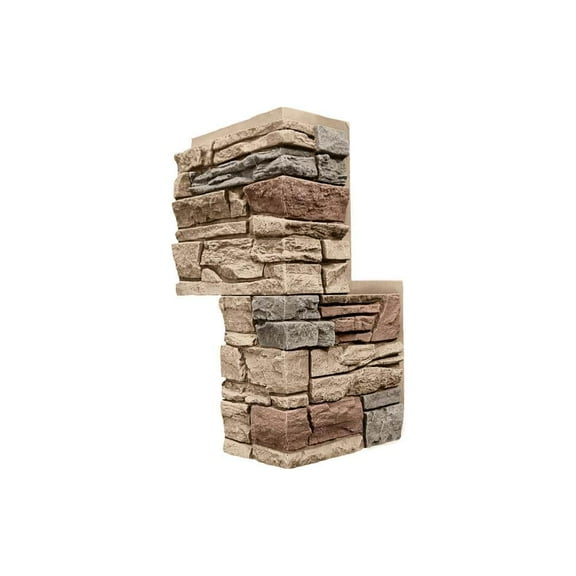 Stacked Stone Desert Sunrise 24 in. x 12 in. Faux Stone Siding Outside Corner Panel