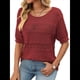 thumbnail image 3 of Suéteres de Corta para Mujer, Suéter de Cuello Redondo de Verano, Tops de Crochet. Rojo XL, 3 of 9