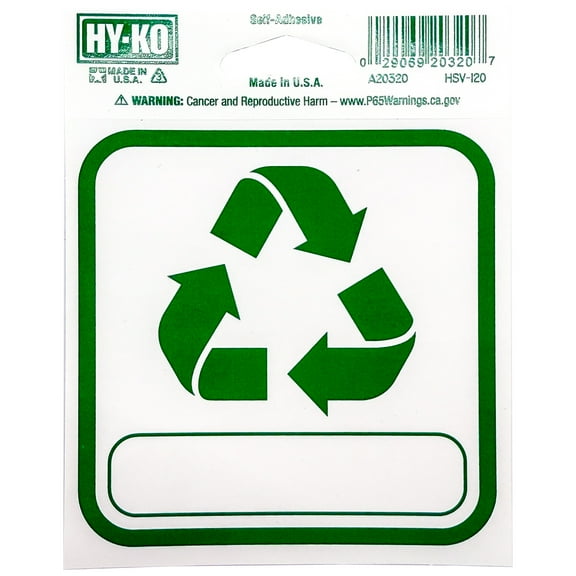 Hy-Ko Self Adhesive Vinyl Recycle 4"x4" Sticker