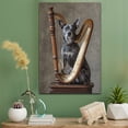thumbnail image 2 of Australian Stumpy Tail Cattle Cute Dog Harp Stretched Canvas Size 8x12 – Retro Australian Stumpy Tail Cattle Dog Batter in Action With Harp for Themed Living Room, 2 of 5