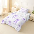 thumbnail image 2 of Manfei Princess Bowknot Twin Comforter Sets 3-Piece for Girls,Purple Geometric Stripes Bedding Set for Teens Kids,Microfiber Bedroom Decor, 2 of 6