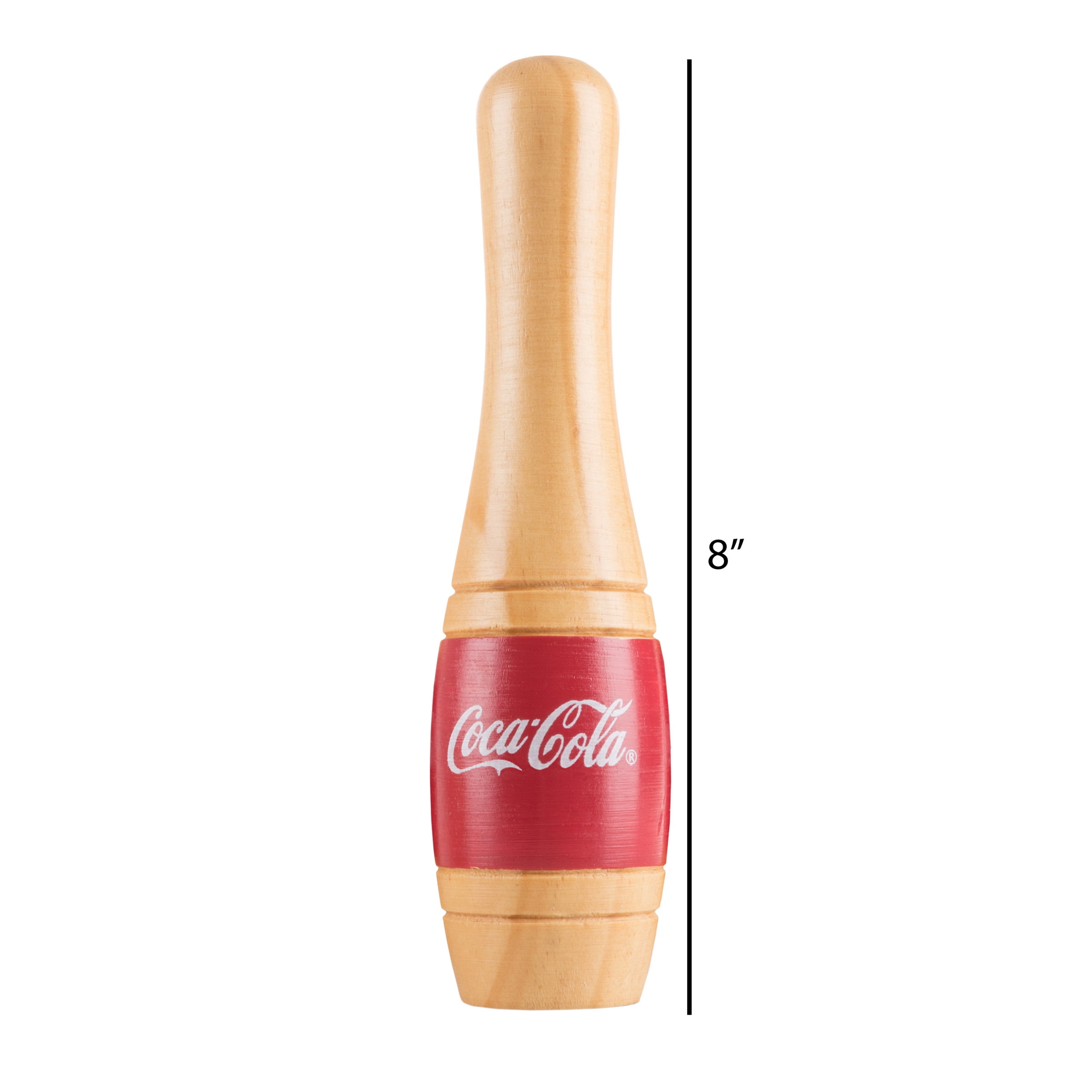 Coca Cola Bowling Set for Adults and Kids – 10 Wooden Pins, 2 Balls, and Carrying Bag by Hey! Play! (Red)