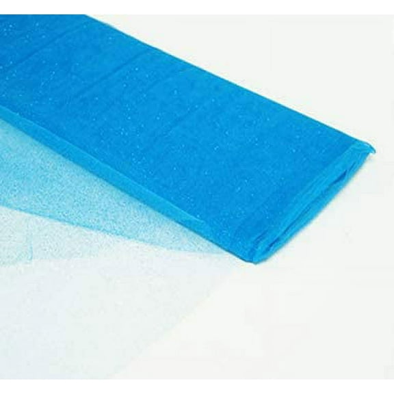 DECORATIVE SILK INC. tulle Glitter Fabric 54" by 10 Yards (30 ft) Tulle Bolt for Wedding, party and Decoration (TURQUOISE)