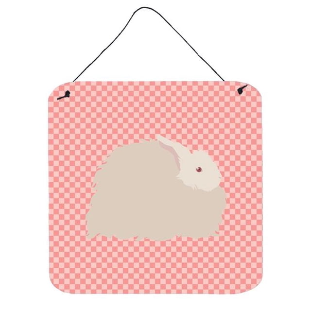 Carolines Treasures BB7959DS66 Fluffy Angora Rabbit Imprimés Muraux Ou de Porte à Carreaux Roses, 6 x 6 Po.