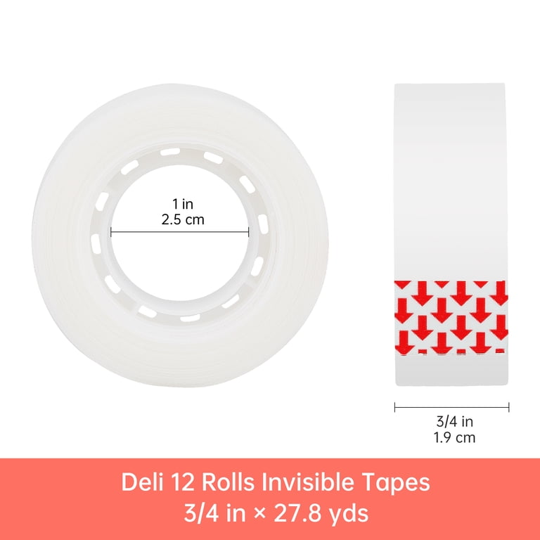 Deli Invisible Tape, 12 Roll Pack Clear photo 3