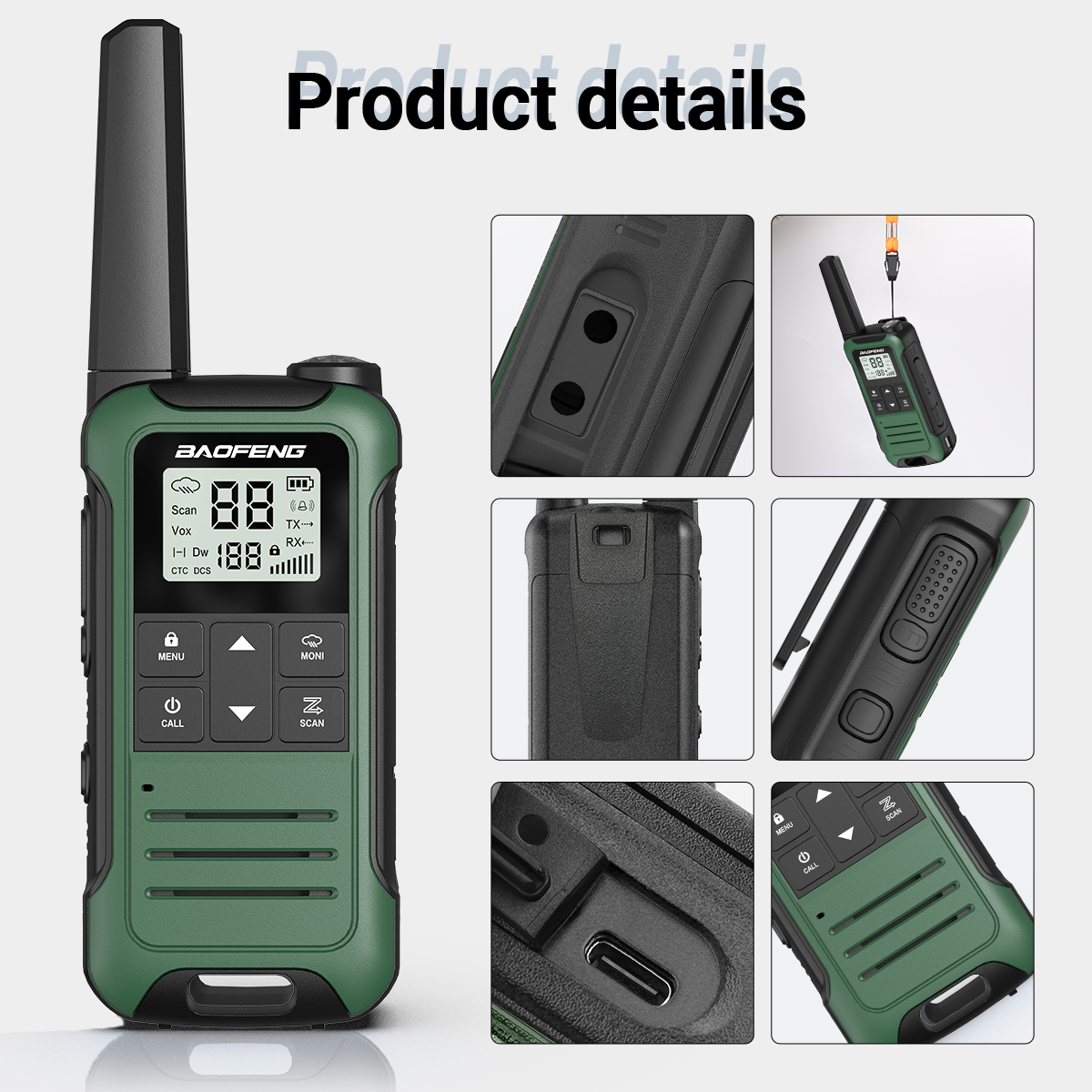 Abbree Rechargeable Walkie Talkies 2 Pack Long Range photo 3