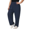 thumbnail image 4 of Agnes Orinda Women's Plus Size School College Palazzo Pants Stretchy High Waisted Wide Leg Pants with Pocket 2X Navy Blue, 4 of 6