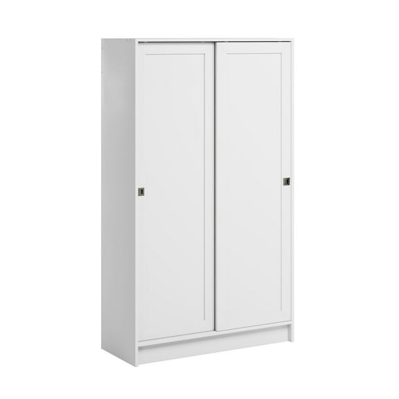 Prepac Elite Plus 38" Wide Storage Cabinet, 65" Tall Pantry Cupboard with 2 Fixed and 4 Adjustable Shelves, Laundry Room Cupboard with Sliding Doors and Metal Knobs, Living Room Accent Cabinet, White
