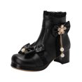 thumbnail image 1 of NECHOLOGY Botas Mujer Adulto Femenino Zapatos Botines mujer Botas de tacón grueso con borlas de cuentas y de cuero de color sólido a la moda para mujer (Black, 9), 1 of 7