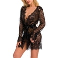thumbnail image 3 of Vestido de encaje transparente para dormir, traje de camisón de encaje para mujer Traje de camisón de encaje para mujer Camisón transparente con frente abierto Rendimiento sólido, 3 of 6