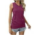 thumbnail image 1 of Timegard Camisoles d'Été pour Femmes à Col en V Sans Manches Froncées sur les Côtés Confortables Décontractées Tuniques Hauts T-Shirts Basiques, 1 of 7