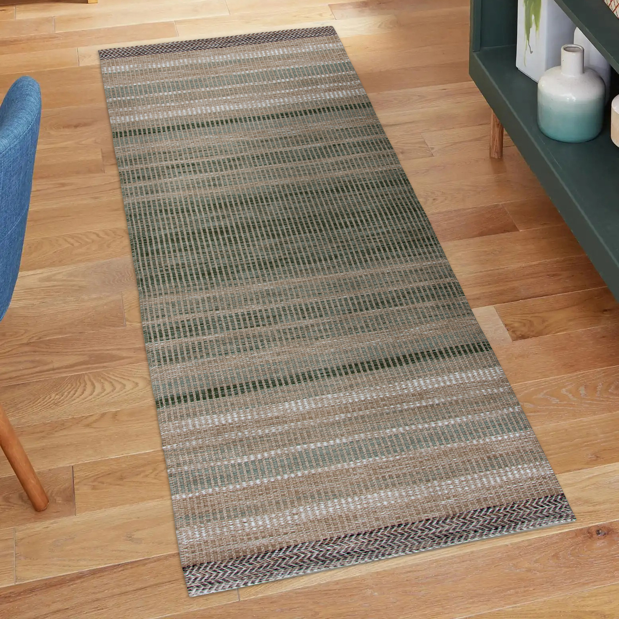 Better Homes & Gardens Green Striped Lisa Runner Rug, 2'6"x8'