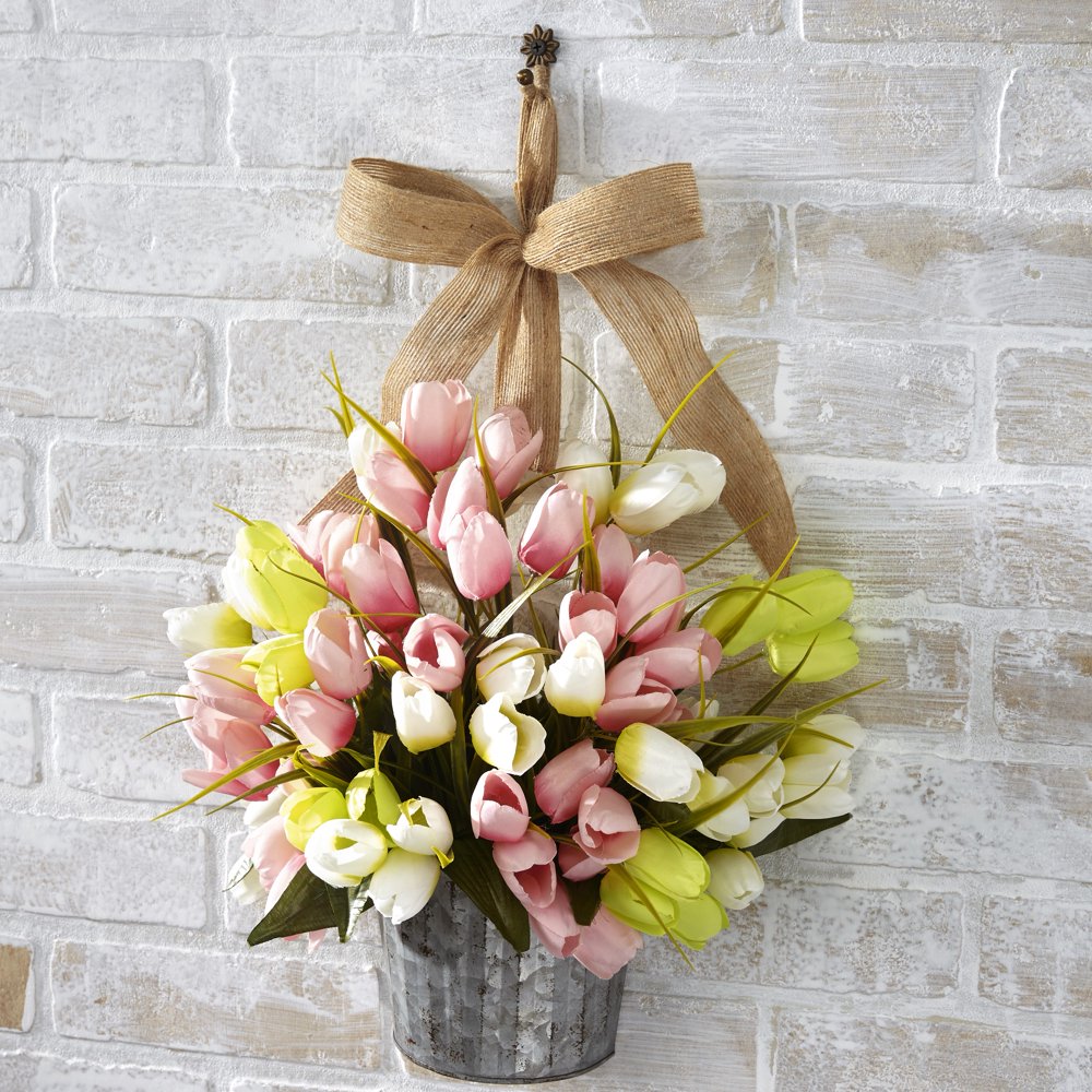 Artificial Hanging Tulip Flowers Arrangement Multiuse Floral
