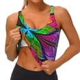 thumbnail image 3 of Pofeuu Multicolored Beautiful Flower Print Sports Bra for Women Sexy Vest Yoga Running Gym Fitness Crop Bras Tops-Large, 3 of 8