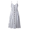 thumbnail image 3 of PULLIMORE Womens Summer V Neck Floral Dress Bohemian Spaghetti Straps Boho Tie Front Button Down Sling Midi Dress with Pockets, 3 of 5