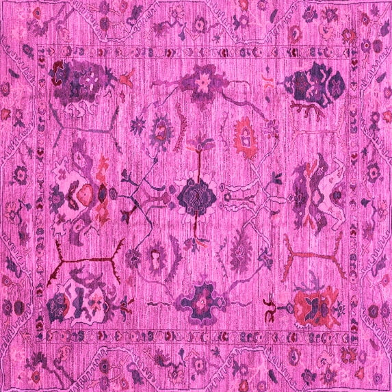 Ahgly Company Indoor Square Oriental Pink Traditional Area Rugs, 4' Square