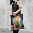 thumbnail image 4 of Merry Christmas Shetland Sheepdog Santa Hat Xmas Tree Winter Holiday All Over Print 3D Canvas Tote Bag Sheltie Dog Lover Gifts Reusable Handbag - 01013, 4 of 5