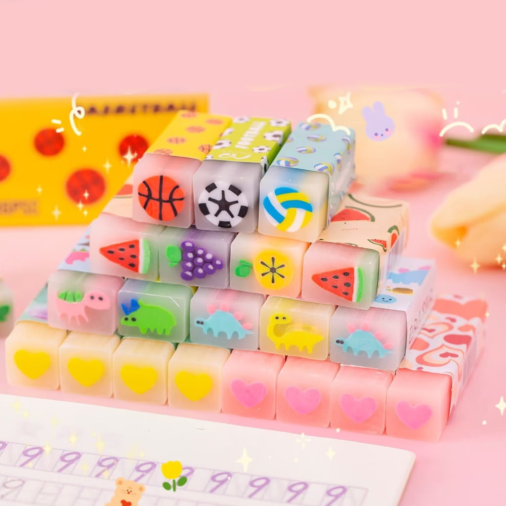 32/36 Pcs Fruit Erasers Aesthetic Erasers Lovely Animal Pencil Erasers Soccer Erasers Easy To Prizes for