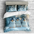 thumbnail image 2 of REALIN Cute Penguin Ice Skaters Bedding Snow Penguins Arctic Animal Duvet Cover Set Girl Boy Kids Bed Sets 3/4PCS Quilt Covers/Sheets/Pillow Shams,Twin/Full/Queen/King, 2 of 6