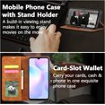 thumbnail image 2 of Premium PU Leather Flip Folio Case for Xiao Redmi 9A/9AT/9i, Magnetic Closure Protective Case Kickstand Card Cash Slot Shockproof Durable Wallet Cover Soft TPU Inner Phone Case - Brown, 2 of 16