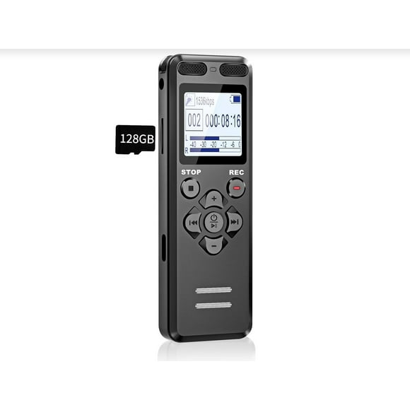 128GB Digital Voice Audio Recorder, Voice Activated Recorder with Playback, Portable Tape Recorder for Lecture Meeting, USB-C Charge Dictaphone with Noise Reduction