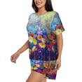 thumbnail image 2 of Picia Spring Flower Seasonal Pajamas Sets for Women Soft Short-Sleeved Pjs with Lounge Shorts Two Piece Sleepwear-X-Large, 2 of 9