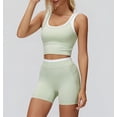 thumbnail image 2 of PISONIC Women Two Piece Workout Sets Color Block Backless Tank Top and High Waist Booty Lifting Shorts Gym Yoga Active Outfits, 2 of 7