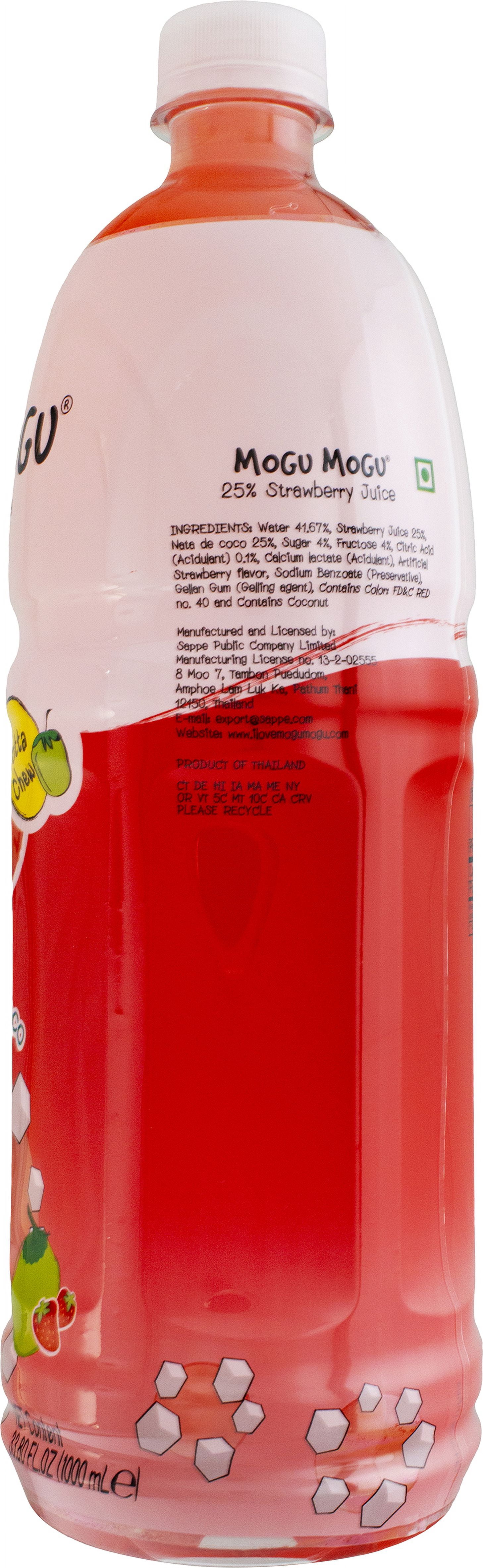(6 pack) MOGU MOGU STRAWBERRY WITH COCO, 33.8 Fl OZ.