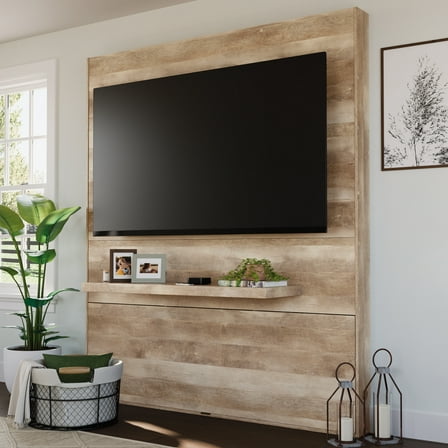 Sauder Cannery Bridge Entertainment Wall In Lintel Oak for TVs up to 70", Lintel Oak Finish