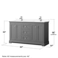 thumbnail image 5 of Wyndham Collection 60" Wood Double Bathroom Vanity in Dark Gray/Chrome, 5 of 7
