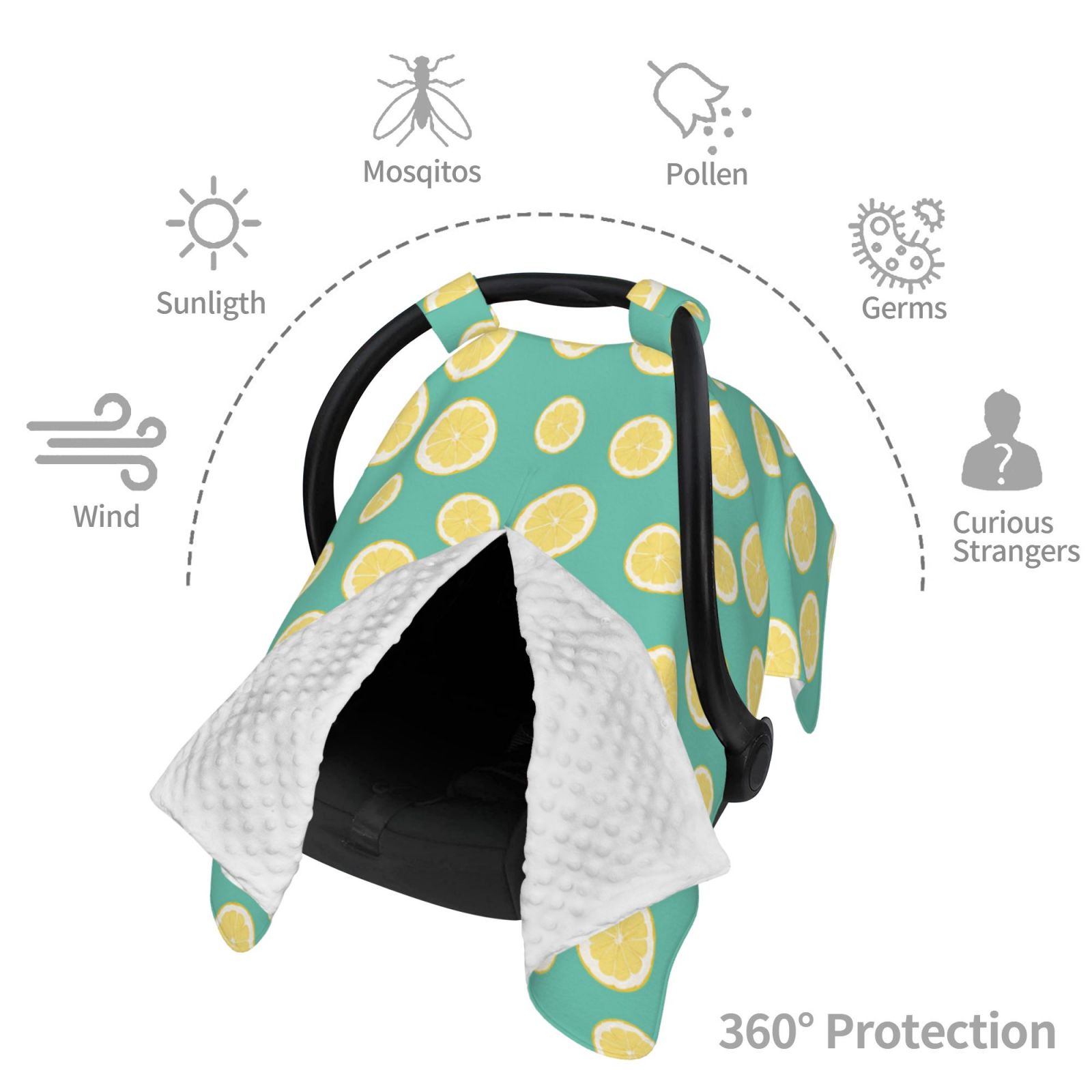 Car Seat Cover Baby - darkgreen Lemon Breathable Infant Car Seat Cover for Baby Carseat, Lightweight Comfort Baby Essentials Must Haves Newborn Stuff for Girl Boy