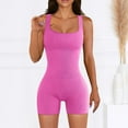 thumbnail image 2 of TAIAOJING Women Ribbed Yoga Rompers Workout Square Neck Sleeveless Sport Shorts Romper, 2 of 7