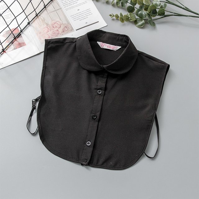 pitrice 1/2/3 Simple Design Solid Color False Collar Formal Fashion Chiffon Fake Half Shirt Decorative Detachable Lapel Clothing Decor Black Round 1 Pc