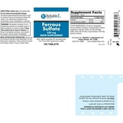 Reliable1 Labs Ferrous Sulfate Iron supplement Tablets, 325 mg, 100 Count