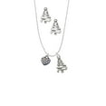 thumbnail image 2 of Delight Jewelry Black Nickeltone Clear AB Crystal Heart Silver tone Zig Zag Christmas Tree Charm Necklace and Stud Earrings, 2 of 4